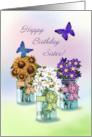 Sister Happy Birthday Butterflies Flowers in Jars card