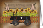 Son Happy Birthday Buckboard Wagon Sunflowers card