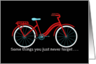 Thinking Of You, Retro Red Bicycle on Black Background card