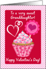 Happy Valentine’s Day Granddaughter! Pink Cupcake With Sprinkles card