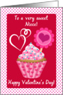 Happy Valentine’s Day Niece! Pink Cupcake With Sprinkles card