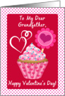 Happy Valentine’s Day, To My Grandfather, Pink Cupcake With Sprinkles card