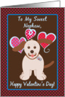 Happy Valentine’s Day To My Nephew, Brown Puppy Dog, Polka Dots card