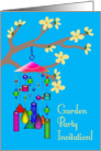 Garden Party Invitation, Windchimes, Flowering Branch, Tree Blossoms card