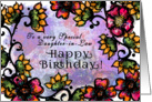 To a Special Daughter-in-Law, Happy Birthday! Bold Pink,Gold Flowers card