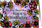 To a Very Special Aunt, Happy Birthday! Bold Pink,Gold Flowers card