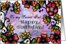 To My Secret Pal, Happy Birthday! Bold Pink,Gold Flowers card