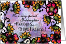 To a Very Special Goddaughter Happy Birthday! Bold Pink,Gold Flowers card