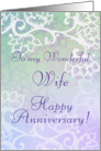 To My Wonderful Wife Happy Anniversary! Boho White Floral Motif card