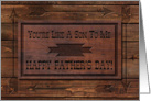 You’re Like A Son To Me, Happy Father’s Day, Dark Brown Wood Carved card