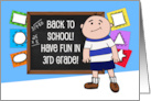 Back To School 3rd Grade Smiling Boy Chalkboard card