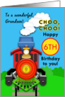 Choo, Choo! Red Train, Happy 6th Birthday for a Wonderful Grandson card