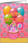 Happy Birthday Nine Years Old, Valentine’s Day Birthday Cupcake card