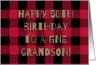 Happy 50th Birthday Grandson, Red and Black Plaid, Buffalo Plaid card