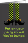 Put on your Party Shoes! Halloween Invitation, Whimsical Witch’s Legs card
