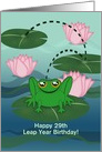 Leap Year Birthday, Your Custom Age, Frog Leaping, Lily Pads, Pond card