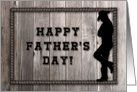 Western Dad, Rustic Wood Look, Cowboy Silhouette Father’s Day Card