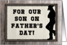 Western Son, Rustic Wood Look, Cowboy Silhouette Father’s Day Card