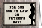 Son In Law, Rustic Wood Look, Cowboy Silhouette Father’s Day Card