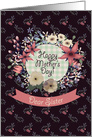 Sister Happy Mother’s Day! Vintage Floral Wreath Pink Flowers card