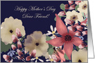 Friend Happy Mother’s Day! Mixed Floral Border on Navy Blue card