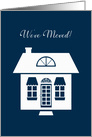 We’ve Moved! Whimsical House White Silhouette card