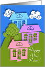 Happy New Home! Quaint Houses Paper Cut-outs Style card