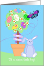 Happy Easter for Little Boy, Blue Bunny, Easter Topiary card