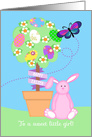 Happy Easter for Little Girl, Pink Bunny, Easter Topiary card