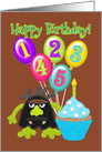 Happy Birthday 5 Years Old, Boy Monster and Cupcake, Felt Look card