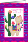 Happy Birthday Little Girl! Little Llama and Cactus card