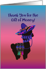 Thank You for the Gift of Money! Cute Llama with Hat and Cactus card