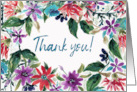 Thank You! Watercolor Flowers Loose Hand Painted Style Text card