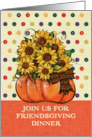 Friendsgiving Dinner Invitation Pumpkin Filled with Sunflowers card