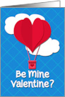 Be Mine Valentine Heart Hot Air Balloon Paper Cut Out Shapes Style card