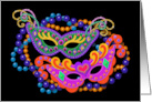 Mardi Gras Faux Felt Masquerade Masks and Shiny Beads card