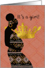 Baby Girl Announcement African Little Queen Crown card