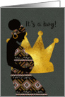 Baby Boy Announcement African Little King Crown card