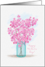 Happy Mother’s Day Dainty Pink Flowers In A Jar Watercolor Style card