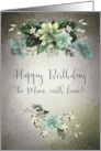 Happy Birthday Mom Watercolor Painting Succulents Floral Swag card