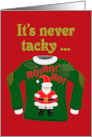 Vintage Style Tacky Christmas Sweater Santa Ho Ho Ho Felt Look card