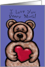 I Love You Beary Much Fuzzy Beige Teddy Bear and Heart Valentine card