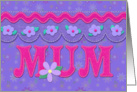 Mum Happy Mother’s Day Periwinkle Faux Felt Flowers Border card