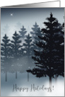 Happy Holidays Foggy Pine Trees Shining Star card