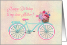 Happy Birthday To My Dear Mother Bicycle Flowers card