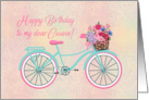 Happy Birthday To My Dear Cousin Bicycle Flowers card
