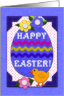 Happy Easter Felt Look Flowers Egg and Baby Chick card