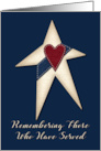 Prim Star Heart Memorial Day Felt Fabric Look card