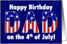 Patriotic Happy Birthday Dad on 4ᵗʰ of July card