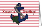 Season’s Greetings Holly Anchor Nautical Christmas card